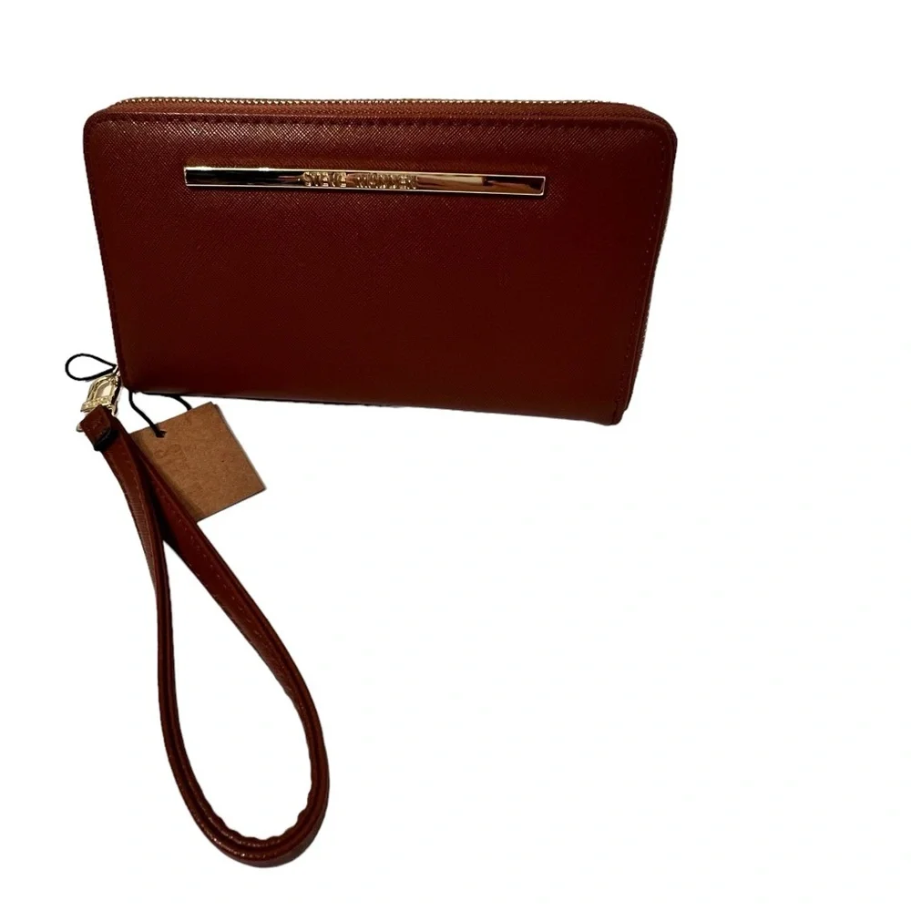 Steve Madden Cognac Zip Around Wristlet/Wallet NWT